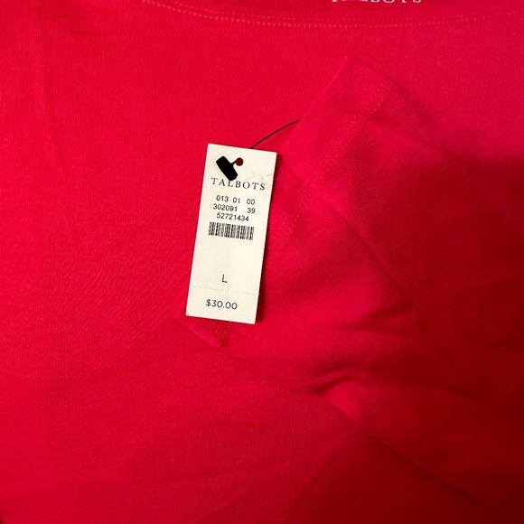 NWT Talbots bright pink 3/4 sleeve crew tee - Picture 3 of 3